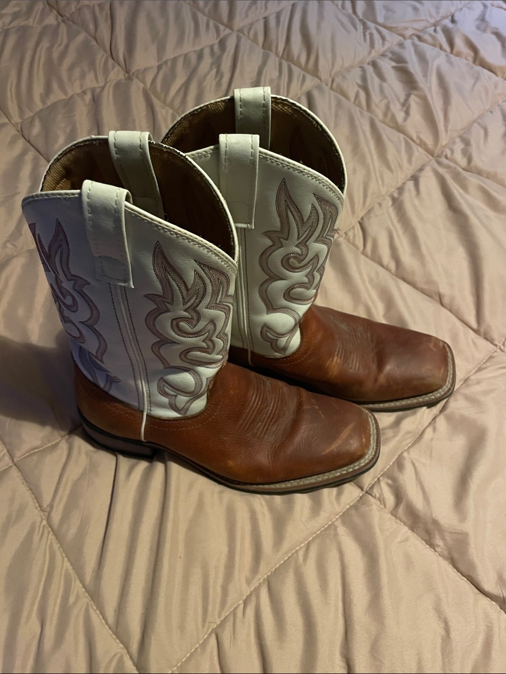 Laredo Two-Tone Brown and White Cowboy Boots